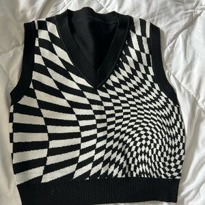 Black and White Optical Illusion Sweater Vest